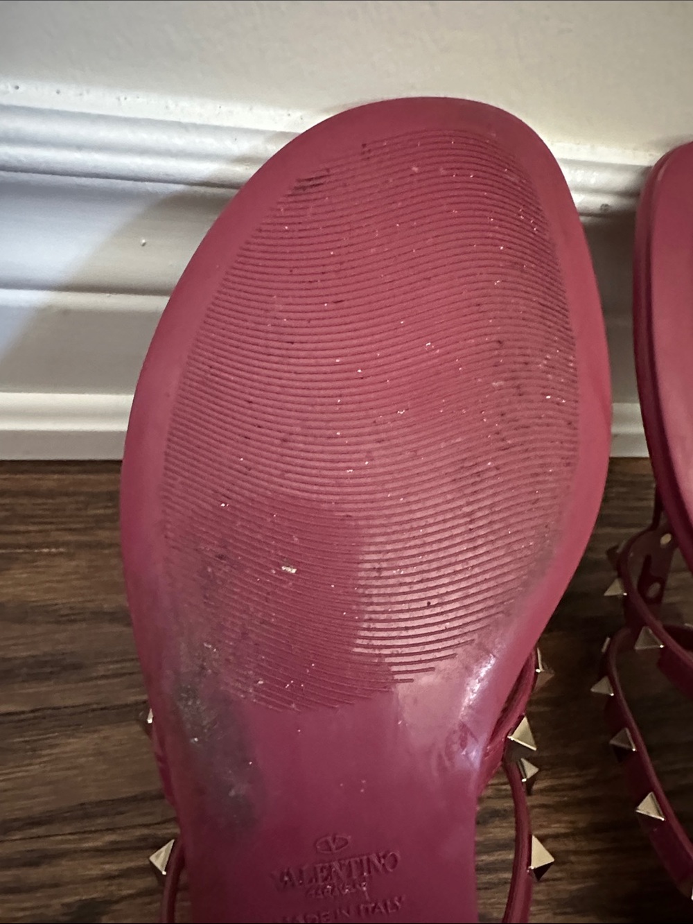 Valentino Pink Jelly Studded Thong Sandals - Picture 13 of 14